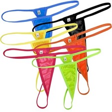 W802Y Womens Ladies String Thong Shiny Satin Knit Soft Stretchy