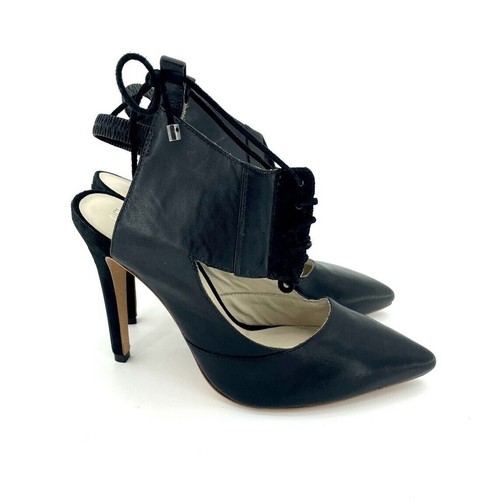 Alepel Chaine Pumps Black Leather & Suede Lace Up Shoes SZ 8.5 New $695 SH26 - Picture 6 of 9