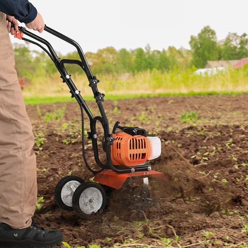 VEVOR Tiller Cultivator Gas Powered 43CC 2-Stroke Garden Cultivator Lawn Garden - Picture 8 of 12