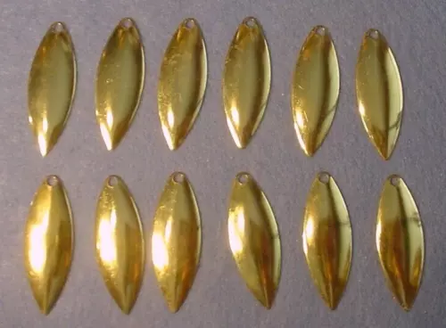 12 -Worth Mfg #4 GOLD Plated Aspen Willow Leaf Spinnerbait Blades No. 9A334
