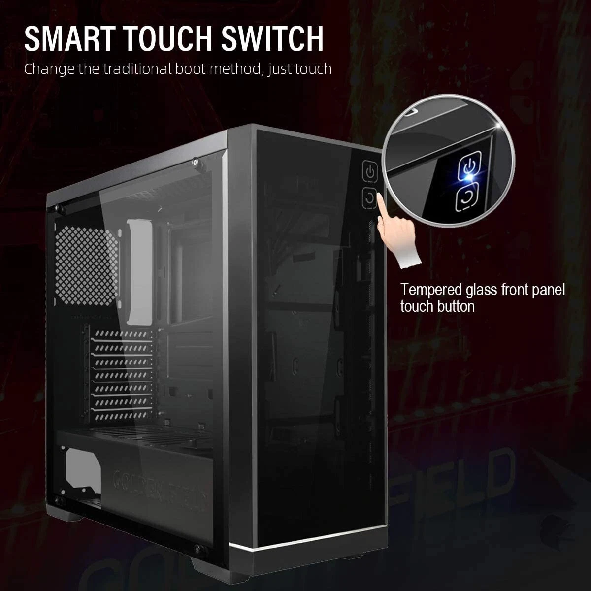 GOLDEN FIELD Z3 ATX Case Gaming PC Case Mid Tower ATX Computer Case with Touch