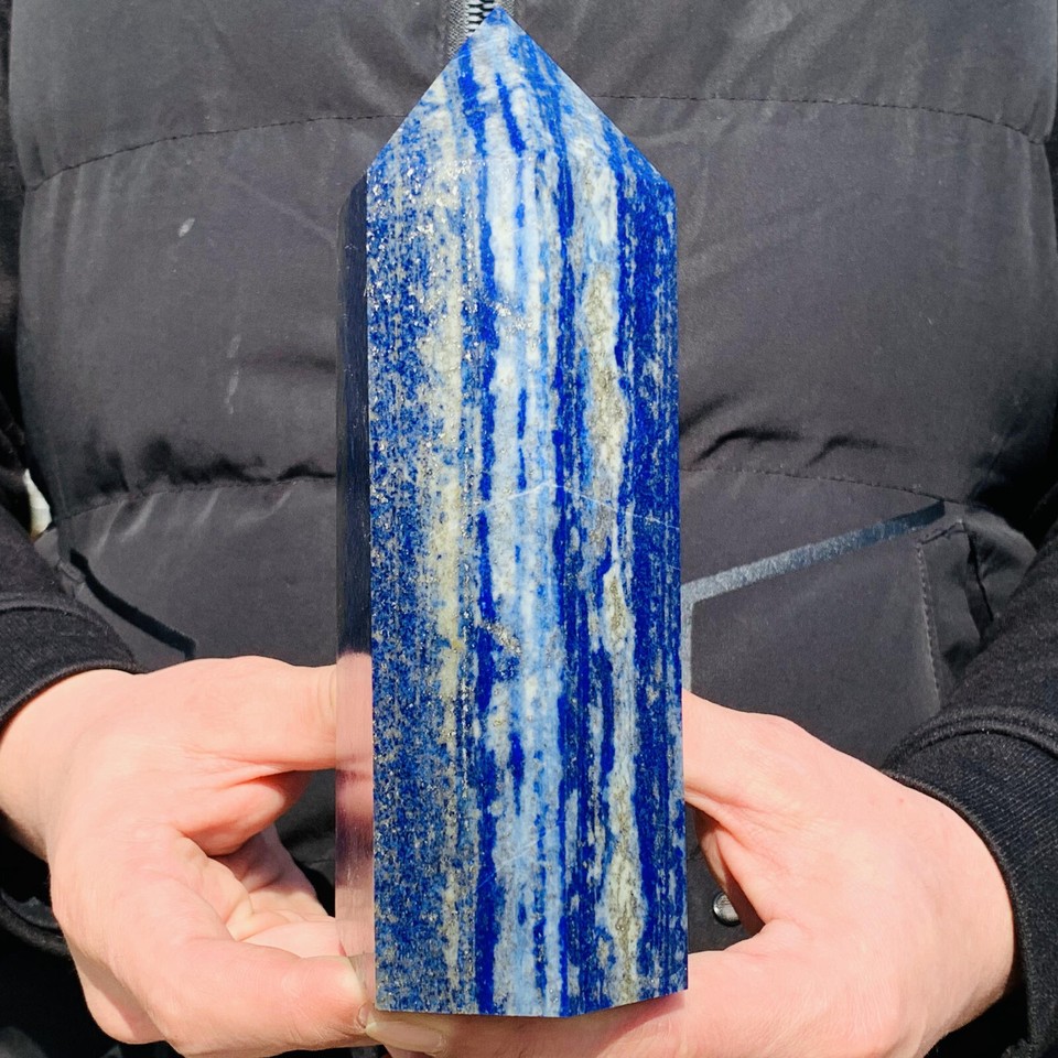 3.58LB Natural lapis lazuli Quartz Crystal Obelisk Wand Point Healing
