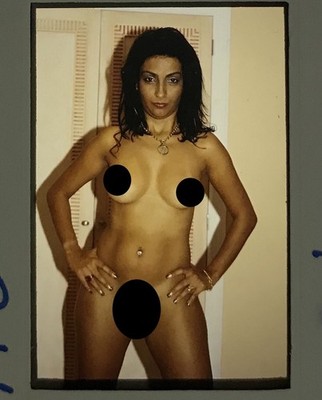 35mm Color Slide - Busty Woman hands on hips Original Pinup Adult Star Model