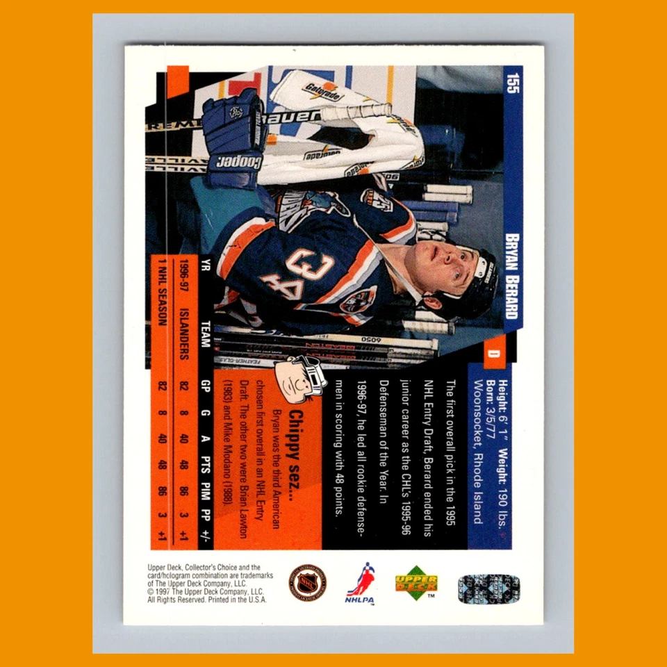Bryan Berard #155 1997-98 Collectors Choice New York Islanders Hockey Card NHL - Image 2 of 3