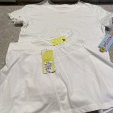 Girls Medium 8 Summer Outfit Set White Tshirt With White Skort