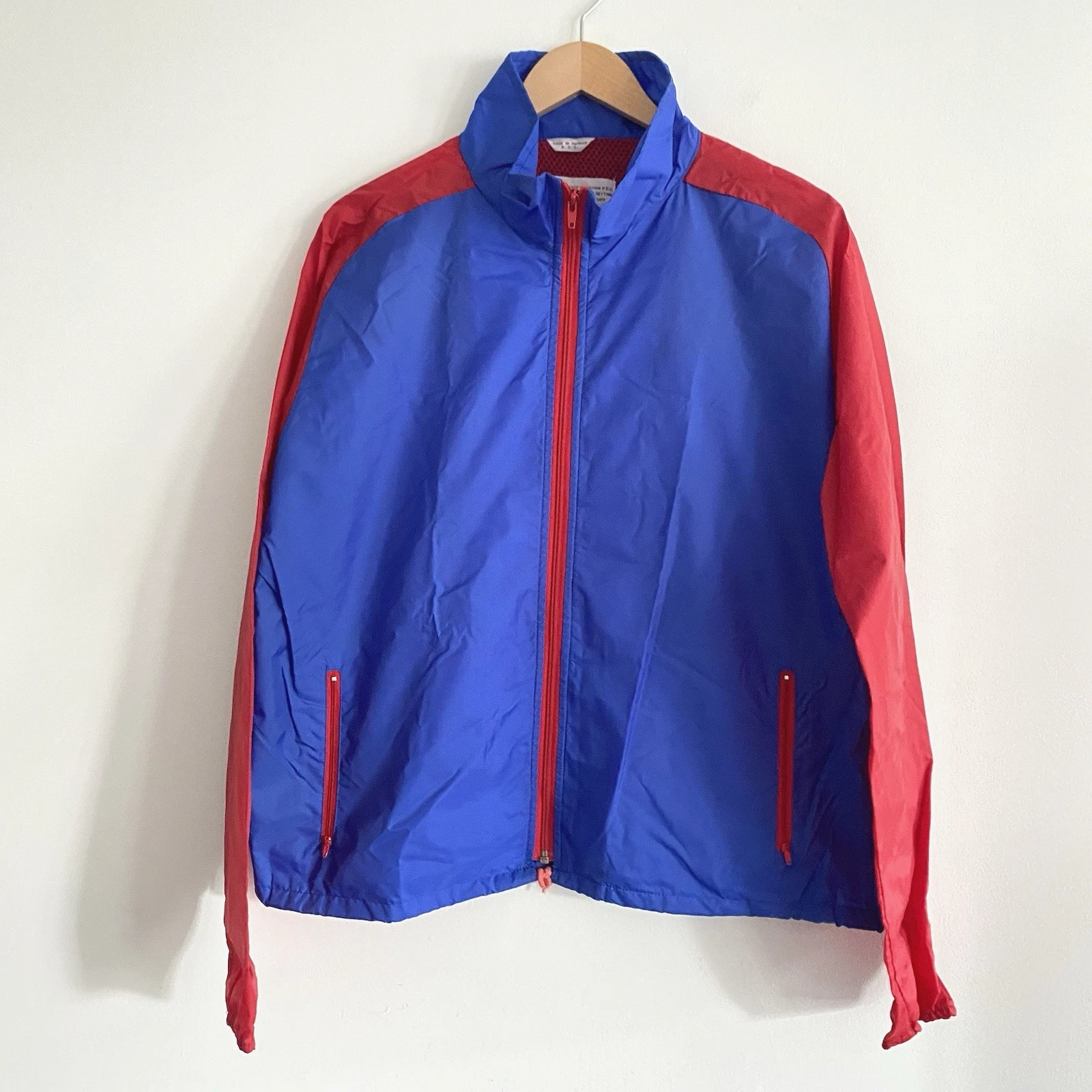 Vintage Sears Windbreaker Nylon Jacket Blue Red L XL Unisex