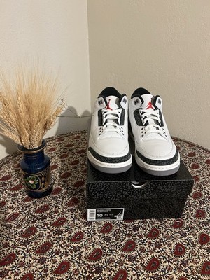 Jordan Air Jordan 3 Men's Mid Top Leather Lace-Up Sneakers White/Black/Gray