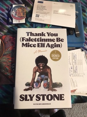 sly stone signed book Thank You (Falettinme Be Mice Elf Again)