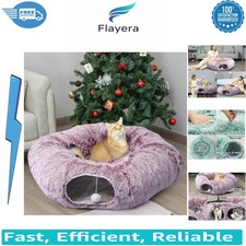 Versatile Cat Tunnel Bed with Hanging Toy - Perfect for Indoor Cats  Small Pets