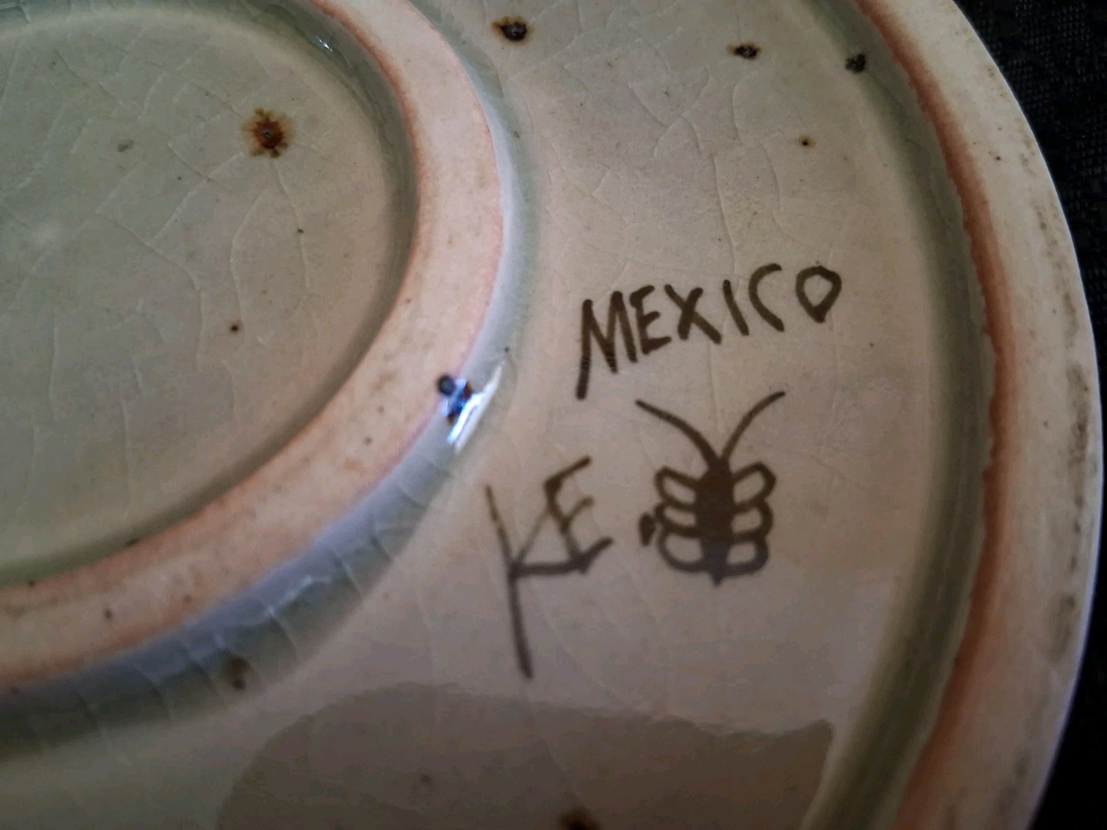 Ken Edwards Mexican Pottery Trivet Tonala Folk Art Bird Signed