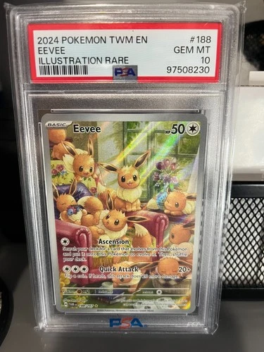 2024 POKEMON TWILIGHT MASQUERADE ENGLISH EEVEE ILLUSTRATION RARE 188 PSA 10