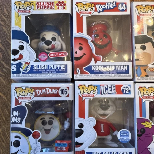8 funko pop lot AD icons Flintstones Otter Pops Icee Kool Aid Dum Dum Exclusive