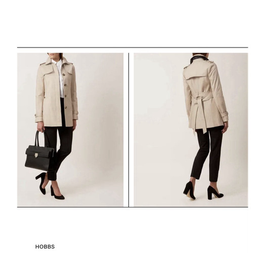 Hobbs London Selma Trench Belted Collared Epaulette Women's Tan Coat