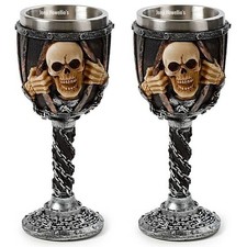 Wine Goblet Chalice Gothic Skull With Chains Stainless Steel Cup