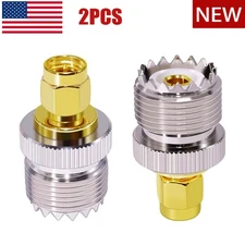 2Pcs SMA Male Plug to UHF PL259 SO239 Female RF Coax Adapter Connector Low Loss