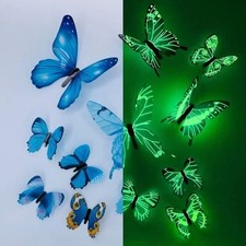 12PCS 3D Luminous Butterfly Wall Stickers DIY Home Decor Modern Art Gift USA