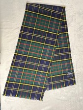 Lochcarron of Scotland Fringed Scarf 100 Lambswool Tartan Plaid Blue Green 54"