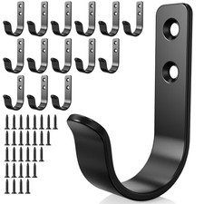 15-Pack Black Metal Wall Hooks, Heavy Duty Coat Hooks Wall Mounted for