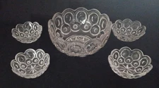 L. E. Smith Moon and Star Vintage Clear Salad/ Berry Bowl Set BeautifulCondition