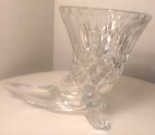 Cornucopia Crystal glass Vase- 'Horn of plenty' Vintage glass- Beautiful GC