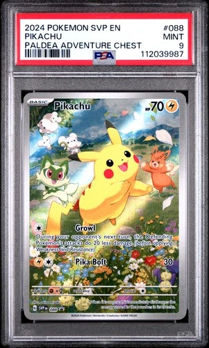2024 POKEMON SVP EN-SV BLACK STAR PROMO PALDEA ADVENTURE CHEST PIKACHU PSA 9
