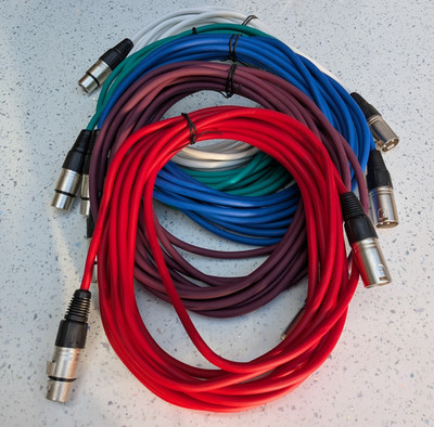 5 x XLR Mikrofonkabel 6 Meter lang fünf verschiedene Farben - weiches flexibles Kabel