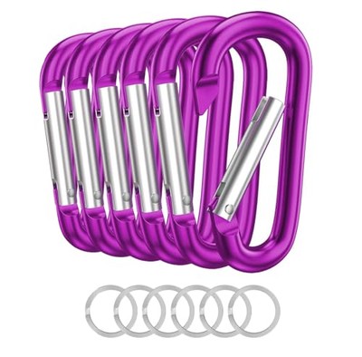 Carabiner Keychain Clip -3'' Aluminum Carabiner D Ring, Caribeener Clips, purple