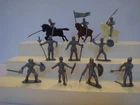 Marx 4700 Castle Play Set / Set of 10  Silver Knights With Rare Brown Horse