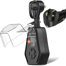 RV Surge Protector 50 Amp for Outdoor Travel 50Amp without LED Display Black