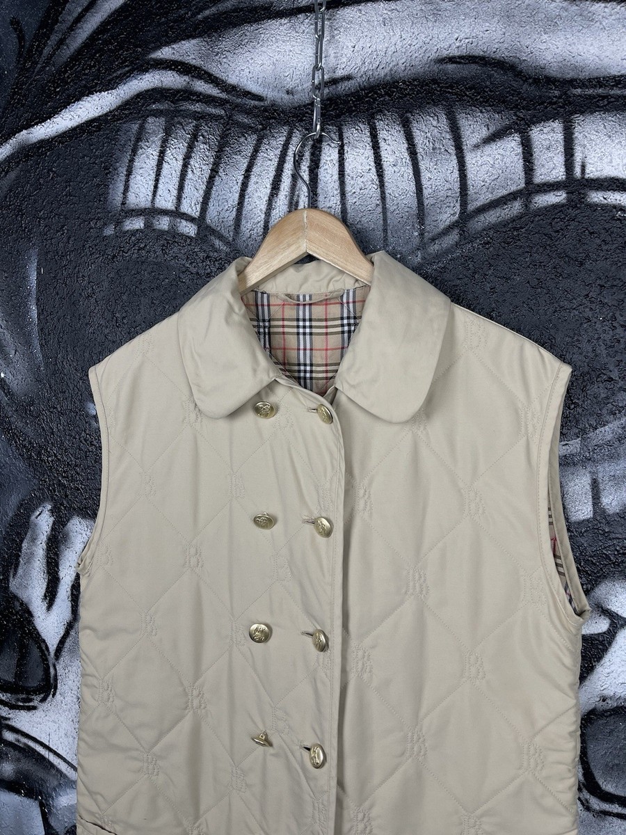 Vintage Burberry London Quilted Vest Women's Size L/XL | eBay