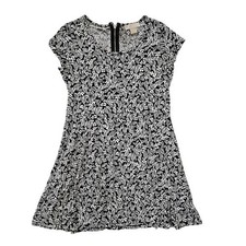 MICHAEL MICHAEL KORS Floral Short Sleeve Dress Women's Sz LP Black & White 