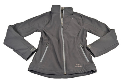 LL Bean Womens Softshell Jacket Gray Full Zip Stretch Misses XXS Reg
