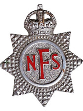Original WW2 National Fire Service NFS cap badge E9