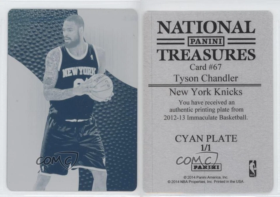 2012-13 Panini Immaculate Printing Plate Cyan 1/1 Tyson Chandler #67 1u6 - Image 3 of 3
