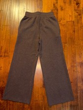 Varley Double Soft Wide-Leg Pull-On Pants Size XS Brown Front Leg Seam Detail