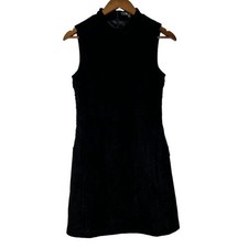 Miss Me Black Laced Up Faux Suede Crew Neck Sleeveless Shift Dress M Women's