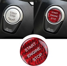 Compatible with Carbon Fiber Engine Start Stop Button Cover Sticker Start Red
