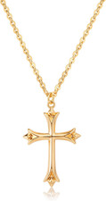 Womens Cross Necklace 14K Gold Plated Cubic Zirconia Charm Chain Choker Pendant