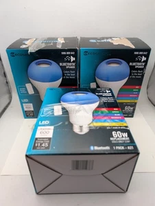 3x Ecosmart LED Bulb Speaker w/Bluetooth 60W Color Changing and Remote *Box Wear