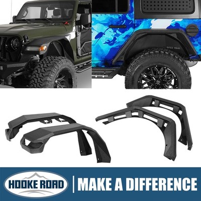 Hooke Road Wide Front Rear Fender Flare Wheel Mud Fit Jeep Wrangler JL 2018-2026