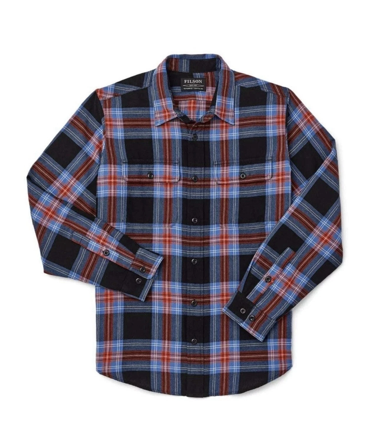 FILSON SCOUT SHIRT 20049628 GROUSE BLUE BLACK FLANNEL NEW WITH TAGS MSRP $125