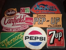 SODA POP VARIETY OF BRANDS EMPLOYEE PATCH SET 1940'S, 50'S,ETC (SEE DESCRIPTION)