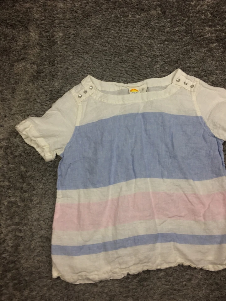 C&C California Linen Shirt Womens Size Large White Blue Pink Striped - Image 3 of 4