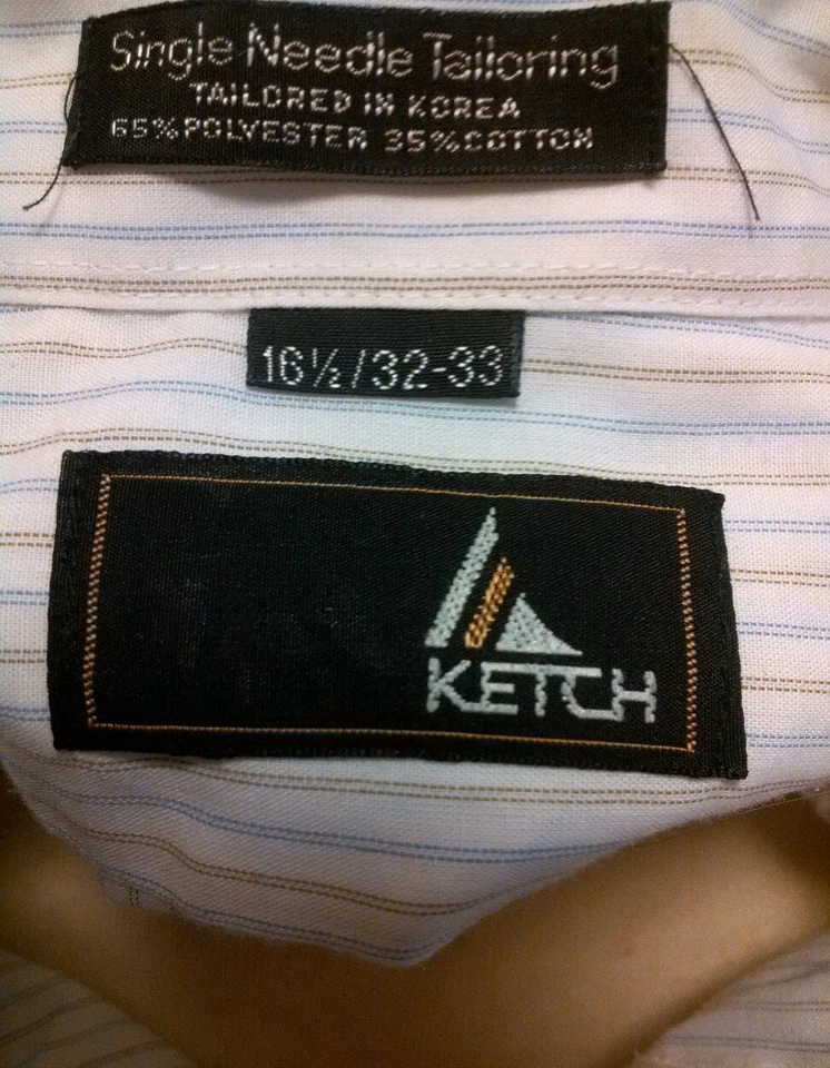 Camisa azul a rayas Ketch para hombre manga larga 16,5 32-33 Foto 4 de 4