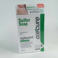 NEW Year Soap Sulfur THAI OxeCure Reduce Acne Clean Treatment Face body 100 g.