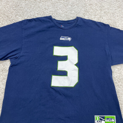NFL Seattle Seahawks Mens XXLarge 2XL Blue Logo Front Football Wilson 3 Cotton