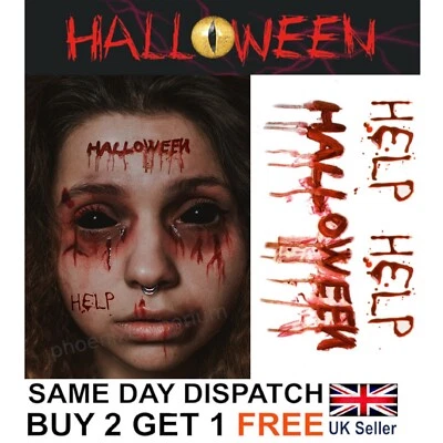 Halloween Zombie Scars Tattoos Fake Cuts Scab Wound FX Face Make Up Kit UK