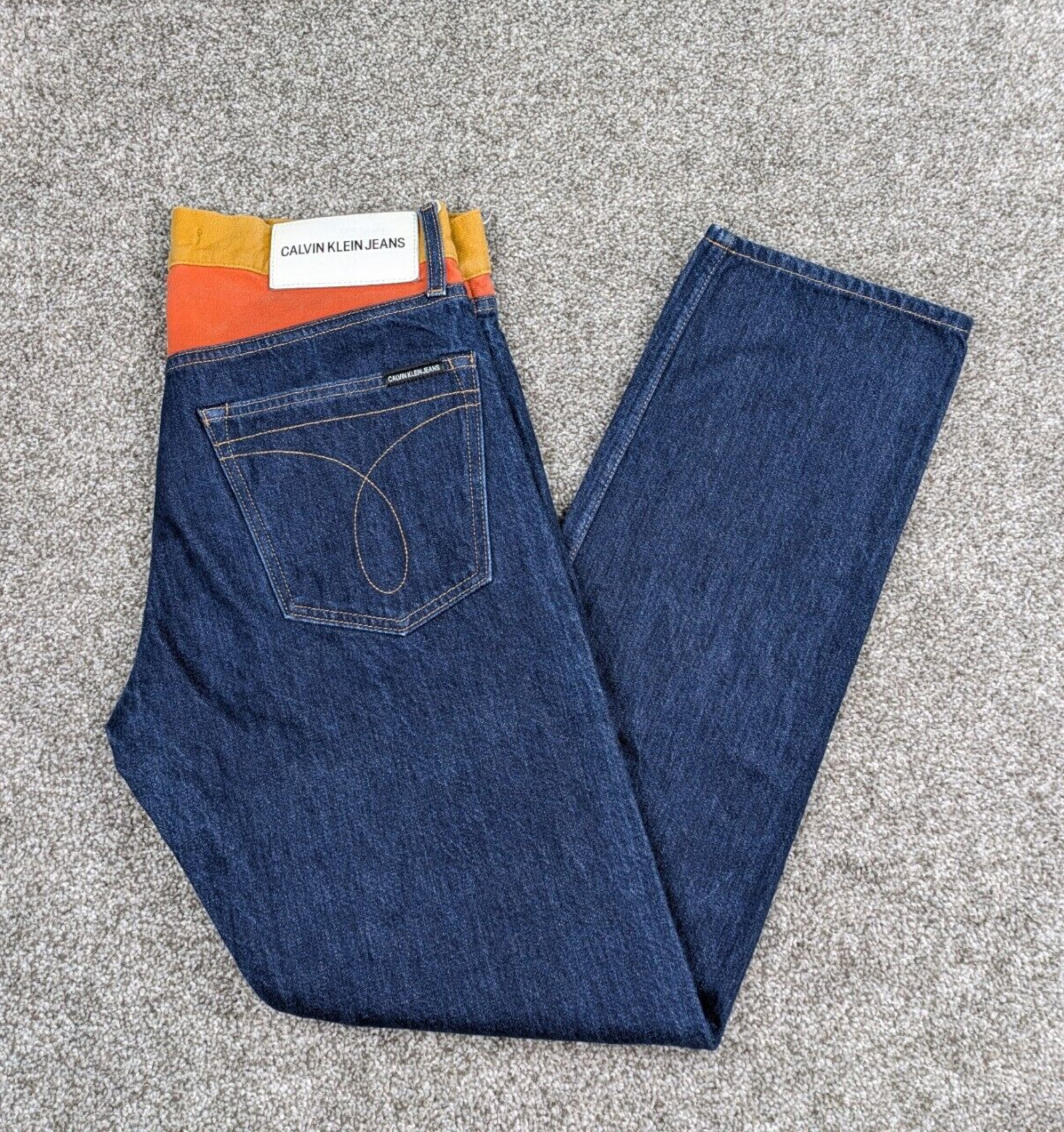 Mens 32x32 Colorblock Straight Premium Italian Denim Ckj 035