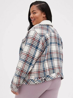 Torrid Nwt 6x Sherpa Trim Plaid Trucker 