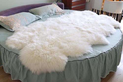 Woolous Sheepskin rug 4x6 ft, Large Genuine Real Quad Sheep skin Fur Rug Carpet - Picture 5 of 7